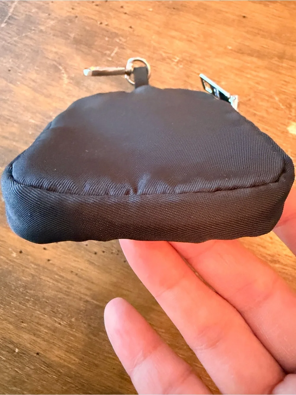 Prada Black Nylon Clip Pouch with Triangle Logo